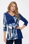Truedames Hit Contrast V-neck Tunic Top In Blue
