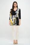 Truedames Hit Contrast V-neck Tunic Top In Multi