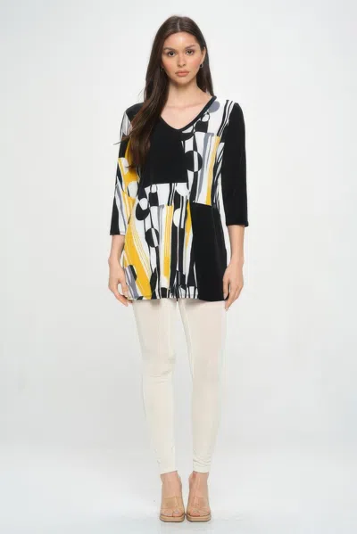 Truedames Hit Contrast V-neck Tunic Top In Multi