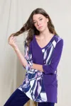 Truedames Hit Contrast V-neck Tunic Top In Purple