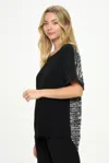Truedames Hit Inbinding Neck Contrast Dolman Sleeve Top In Black
