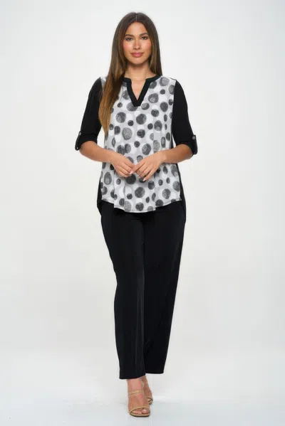 Truedames Hit Notch Neck Rolled Sleeve Top In Gray