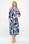 Truedames Hit Open Shoulder Long Dress In Blue