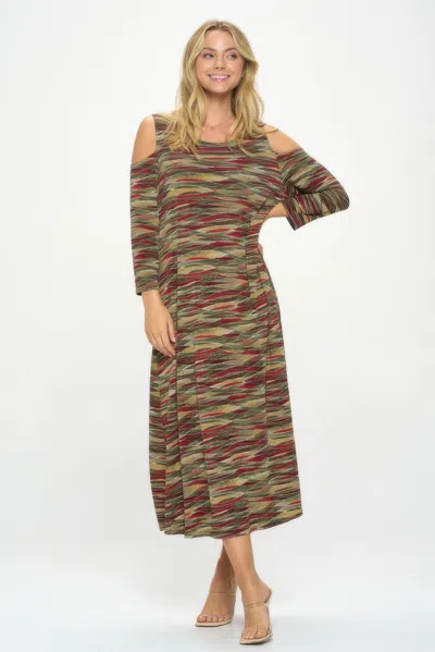 Truedames Hit Open Shoulder Long Dress In Green