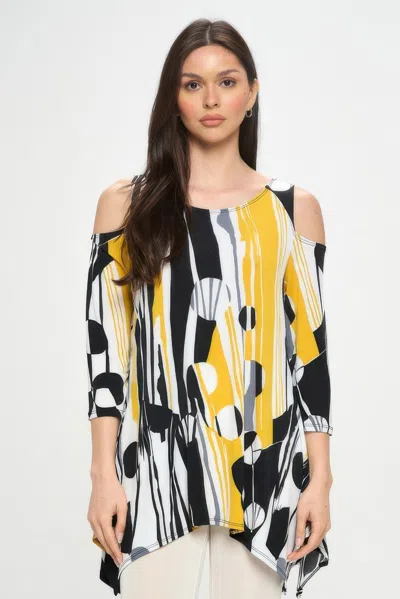 Truedames Hit Open Shoulder Shark Bite Top In Multi