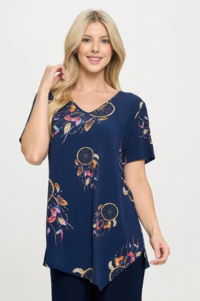 Truedames Hit Point V-neckline Top In Blue