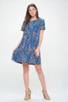 Truedames Hit Print Missy Dress In Blue