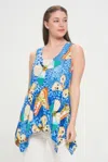Truedames Hit Print Shark Bite Hem Tank In Blue
