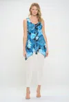 Truedames Hit Print Shark Bite Hem Tank In Blue