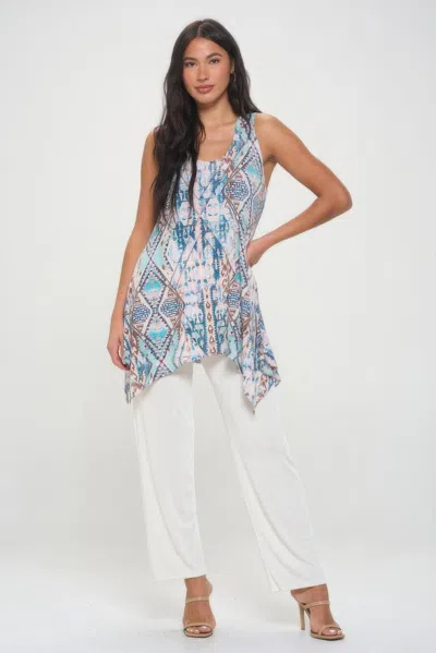 Truedames Hit Print Shark Bite Hem Tank In Brown