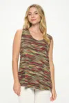 Truedames Hit Print Sleeveless Tank Top In Green