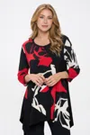 Truedames Hit Round Neck Band Tunic In Red