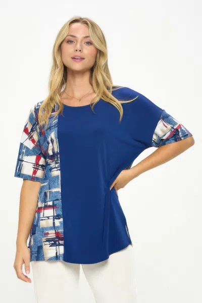 Truedames Hit Round Neck Short Sleeve Top In Blue