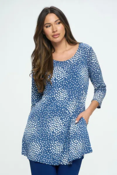 Truedames Hit Round Neck Tunic W/pocket In Multi
