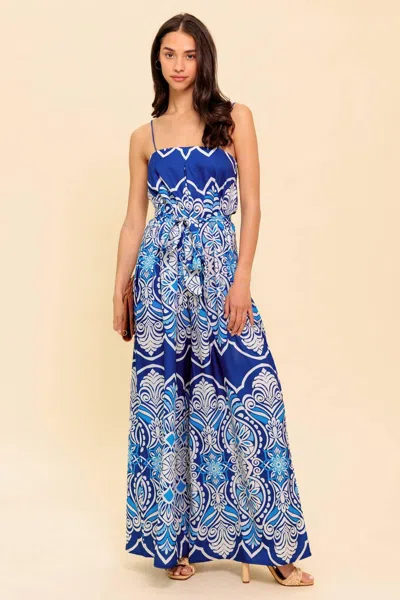 Truedames Hit The Breeze Woven Jumpsuit In Blue
