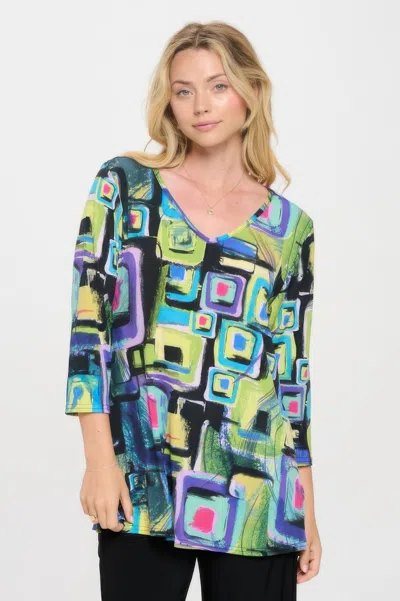 Truedames Hit V-neck Band Top W/vent In Multi