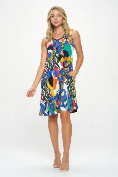 Truedames Hit V-neck Bias Pocket Tank Dress In Blue