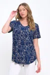 Truedames Hit V-neck Binding Top In Blue