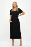Truedames Hit V-neck Long Dress W/pocket In Black