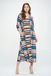 Truedames Hit V-neck Long Dress W/pocket In Blue