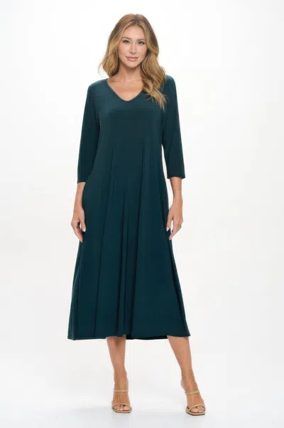 Truedames Hit V-neck Long Dress W/pocket In Green