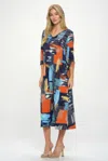 Truedames Hit V-neck Long Dress W/pocket In Multi