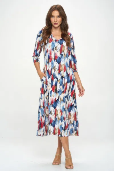 Truedames Hit V-neck Long Dress W/pocket In Multi