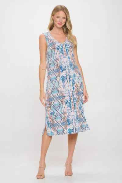 Truedames Hit V-neck Midi Tank Dress With Side Slit In Sand