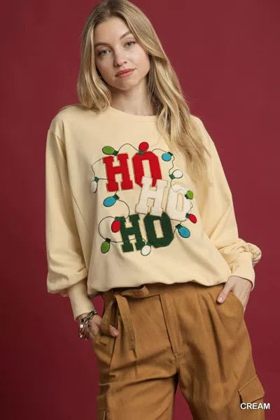 Truedames Ho Applique French Terry Sweatshirt In White
