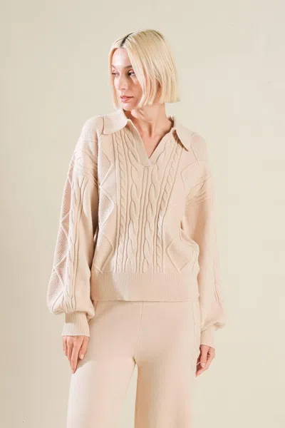 Truedames Hold Your Gaze Sweater Knit Top In Neutral