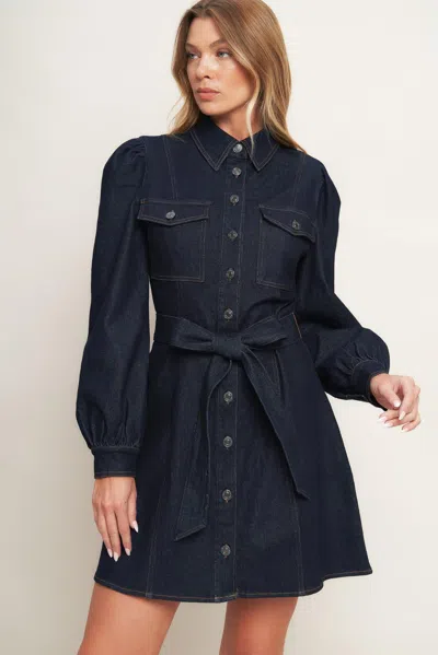 Truedames Holiday Dark Indigo Denim Mini Dress In Blue