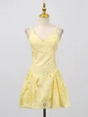 Truedames Hollow Out Adjustable Strap Mini Dress In Yellow