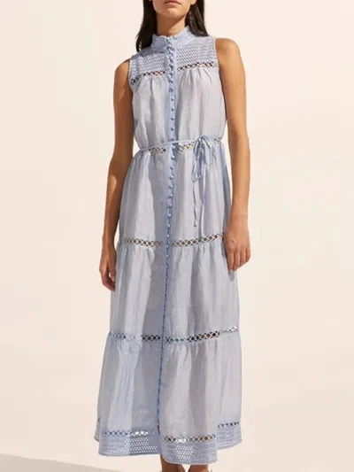 Truedames Hollow Out Sleeveless Midi Dress In Blue