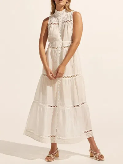 Truedames Hollow Out Sleeveless Midi Dress In Neutral