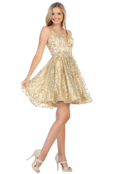 Truedames Homecoming Short Dress In Gold