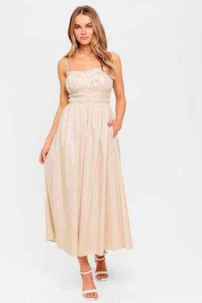 Truedames Honey Sunset Cream Woven Midi Dress In White