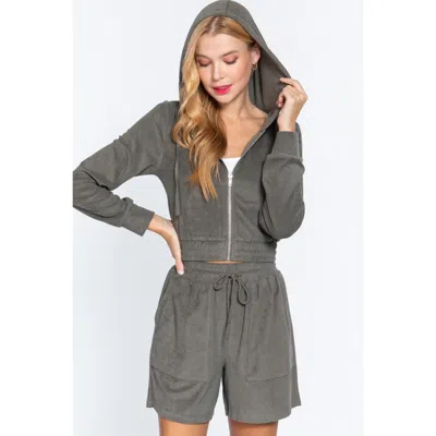 Truedames Hoodie Terry Towelling Jacket In Green