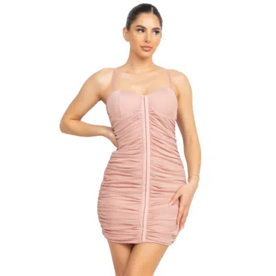 Truedames Hook & Eye Ruched Cami Mini Dress In Pink
