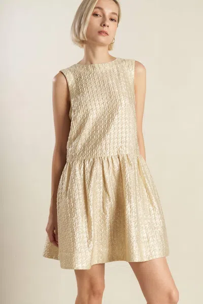 Truedames Horizon Hideaway Woven Mini Dress In Gold