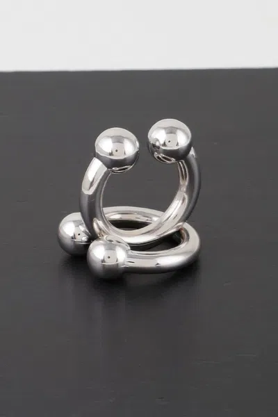 Truedames Horn Bolt Hoop Earrings In Silver