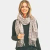 Truedames Houndstooth Chevron Two Patterns Scarf In Gray