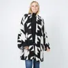 Truedames Open Front Houndstooth Knit Pattern Cardigan In Black