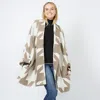 Truedames Houndstooth Knit Cardigan In Brown
