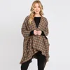 Truedames Houndstooth Patterned Ruana Poncho In Brown
