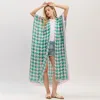 Truedames Houndstooth Print Open Front Long Kimono Poncho In Pink