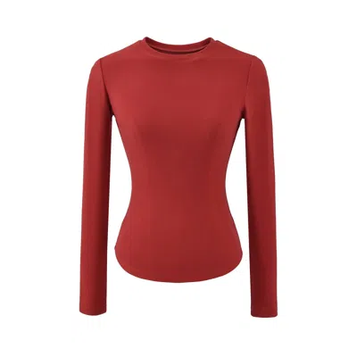 Truedames Hourglass Waist Long Sleeve T-shirt In Red