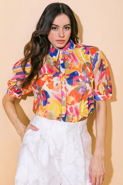 Truedames I Cross My Heart Woven Top In Multi
