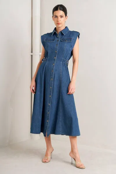 Truedames Icon Vintage Denim Midi Dress In Blue
