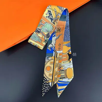 Truedames Illustrated Scene Print Silky Twilly Skinny Scarf In Multi