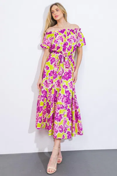 Truedames I'm In Charge Woven Midi Dress In Multi